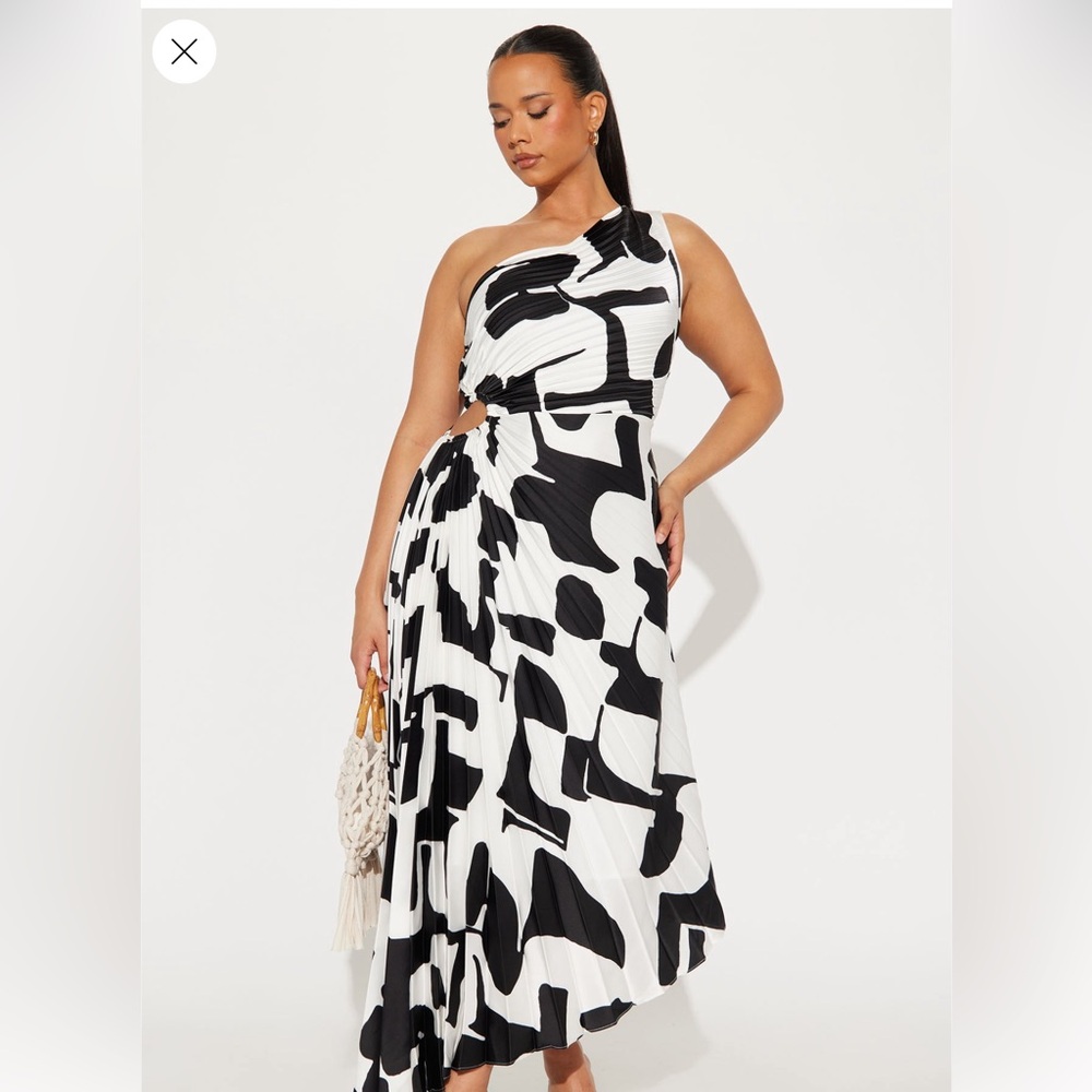 Fashion Nova Black and White Asymmetrical Dress